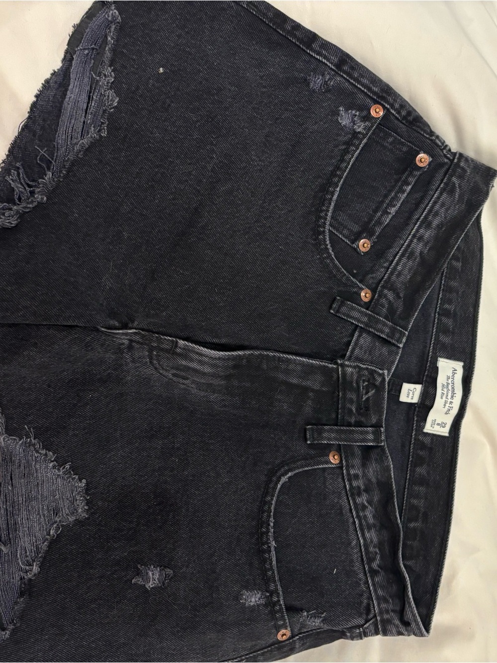 Abercrombie & Fitch Black Distressed High-Waist Denim Shorts - Curve Love